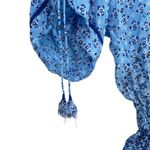 Poupette St Barth Romper Smocked Dolman Sleeve Tasseled Geometric Print‎ Blue XS Photo 5