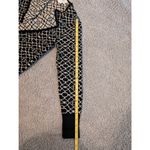 Andrea Jovine  Womens Small Sweater Black Tan Geometric Print Open Front Cardigan Photo 9