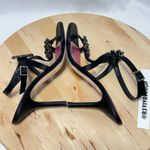 Kate Spade  New York Black Satin Open Toe‎ Embellished Strappy Heel - Size 7B Photo 5