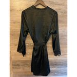 Jones New York Black Satin Robe Sz Large XL Jones Of New York Lace Sleeves and Hem Photo 5