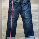 Paige Maternity Adjustable Waist Straight Leg Dark Distressed Denim Blue Jean 31 Photo 9