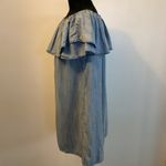 3. Sneak Peek Light Wash Off the Shoulder Chambray Dress Size Large Blue Photo 3