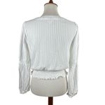 Hem & Thread  White Striped Smocked Waist Blouse - Size M Cottagecore Softgirl Photo 1