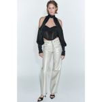 ZARA Metallic Mid-Rise Boyfriend Jean Silver Sz 6 Photo 1