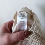 frame denim Frame Vanilla Off White Jacquard Stripe Keyhole Silk Long Sleeve Blouse L Photo 4