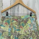 Christopher & Banks Skirt Womens 12P Green Linen Rayon Tropical Print Side Zip Photo 4