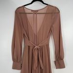 Naked Wardrobe Baltic Born Women's Beige V-neck Long Sleeve Maxi Dress Size Sm. Photo 3