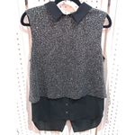 Sam Edelman  Sleeveless Sequined Collared Blouse Black Size L Photo 1