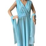 American Vintage 60-70’s  sleeveless formal blue dress, chiffon scarf size medium Photo 0