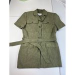 Dress Barn ‎ Olive Green Safari Style Short Sleeve Belted Shirt Dress Sz 4 Photo 3