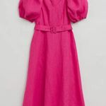 & Other Stories & Other Stories Linen Puff Sleeve Midi Dress in Magenta Pink Size 2 Photo 0