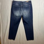 Soft Surroundings  Straight Leg Jeans Size 16 Dark Wash Distressed Faded Photo 4