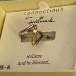 Hallmark New  stainless steel two tone IP yellow gold plated crystal cross ring Photo 0