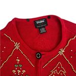Christmas Red Cardigan with Festive Patterns Size M Photo 5