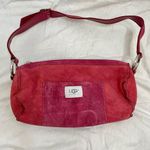 UGG ‎ Australia Barrel Bag Muff Shearling Leather Suede Red Purse Shoulder Y2K Photo 9