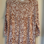 J.Jill  Cream and Brown Patterned Long Sleeve Knit Top Photo 0