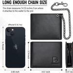 Chain Wallets for Men, RFID Blocking Genuine Leather Bifold Wallet with Sturdy Chain Photo 5