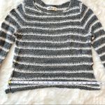 Hollister  Grey and White Striped Cropped Knit Sweater Photo 4