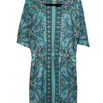 MICHAEL KORS SHORT SLEEVE BLUE ROUND NECK PRINT DRESS 8 Photo 1