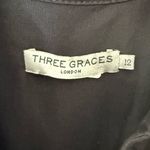 Three graces black cotton, long sleeve button front shirt dress midi/maxi 12 Photo 3