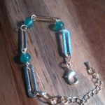 Green Aventurine and Austrian Crystal Paperclip Bracelet Photo 3