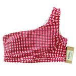 ALBION FIT Albion Icon One Shoulder Crop Swim Top L Red Gingham Print NWT New $88 RV Photo 0