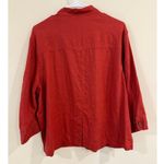 Spiegel 3/4 Sleeve Mock Neck Button Up Shirt Linen Orange Women's Size Medium Photo 1