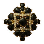 Beautiful bohemian cocktail ring with dark blue and white stones EUC Photo 0