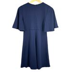 Amanda Uprichard Dress Navy Blue Flutter Sleeve Fit & Flare Stretch Knit S (est) Photo 2