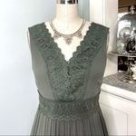 Davi & Dani Lace Crochet Tiered Maxi Dress Sage Green Small Photo 3