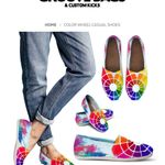 Groove Bags Slip On Shoes Women's 6 Colorwheel Casual Canvas Flat Custom Kicks Blue Photo 7