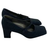 Enzo Angiolini  Women's Textured Block Heel Mary Jane Black Leather Pump Heels Photo 4