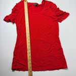 Armani Exchange Red Ruched Sleeve Top Casual Tee Shirt S Photo 3
