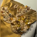 Embellished Gold Scarf with Beaded Fringe Photo 4