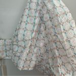 For Love & Lemons Crop Top Denise White Multicolor Eyelet Embroidery Puff Sleeve Photo 2