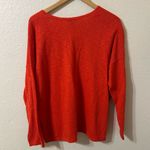 Eileen Fisher Organic Linen Cotton Blend V Neck Long Sleeve Sweater Red Size XL Photo 3