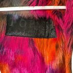 Popski Olive Green Bomber Jacket Rainbow Faux Fur Trim Multicolor Lining Women M Size 6 Photo 8