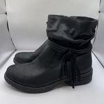b.o.c. Womens Ankle Boot Black Suede Side Zip Strap & Knot Accent Round Toe 8M Size 8 Photo 0