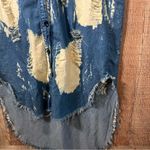 Distressed Bleached Denim Vest XL Grunge Punk Sleeveless Shirt Thrill Jeans Edgy Blue Photo 2