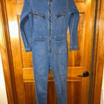 Free People  Denim Long Sleeve Zip Front Jumpsuit W/Pockets size Med -EUC Photo 1