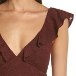 NEW Lulus Ruffle Neck Lace Minidress‎ BURGUNDY Brown Size 12 Photo 3