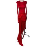David Koma Satin Bow Detail Asymmetric Long Dress in Red 6 UK 10 New Womens Gown Photo 4