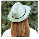 Travaux En Cours Straw Fedora Hat in Sage Size 56 Green Photo 6