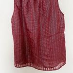 Anthropologie Dolan Burgundy Ruffle Neck Metallic Plaid Tank Top Lined Size M Photo 3