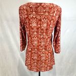 New Direction Rust abstract print sheer overlay double layer tunic top size small Photo 3