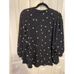 Black Star Print Long Sleeve Blouse With Tie Neckline Retrology 2X Photo 5