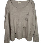 ee:some  Neutral Tan Distressed Ripped Oversized Sweater Top Medium M Relaxed Photo 0