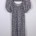 American Eagle Beachy Puff Sleeve Mini Dress Floral Women’s Size Medium White Photo 2