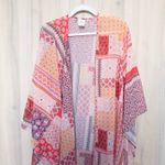 Womens Patchwork Kimono Duster Size 1XL Pink Longline Boho Festival Artsy Flowy Red Photo 1
