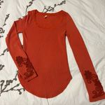 Free People Orange Long sleeves Sweater Top Photo 2